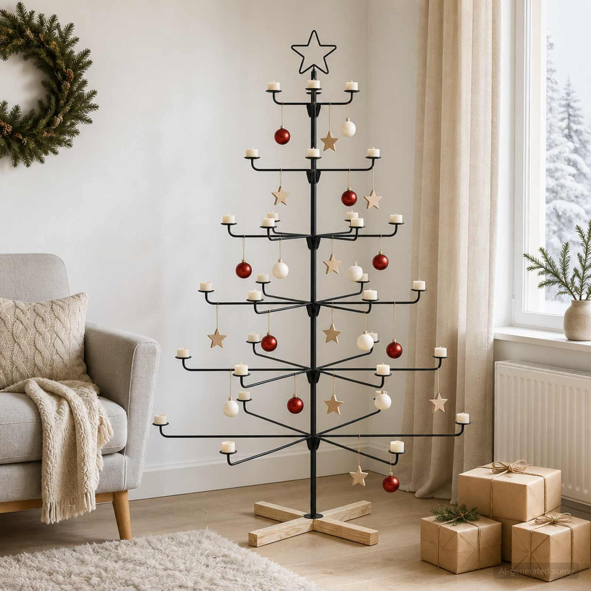 Metal Christmas Tree with Holder KUOPIO 150 cm Steel Black