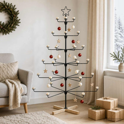 Metal Christmas Tree with Holder KUOPIO 150 cm Steel Black