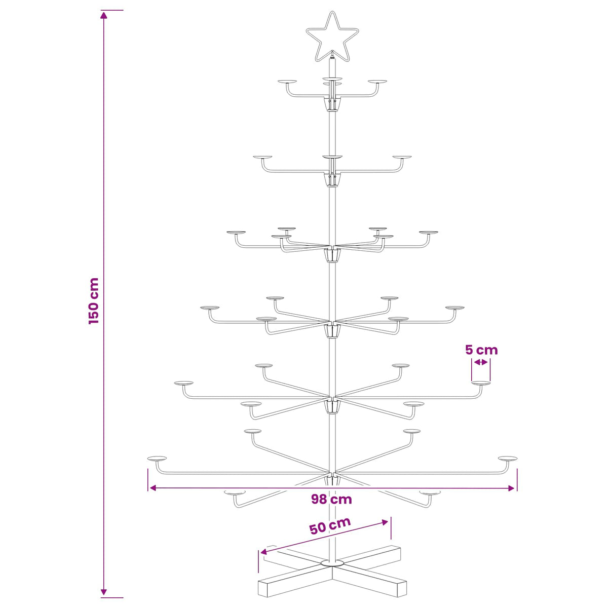 Metal Christmas Tree with Holder KUOPIO 150 cm Steel Black