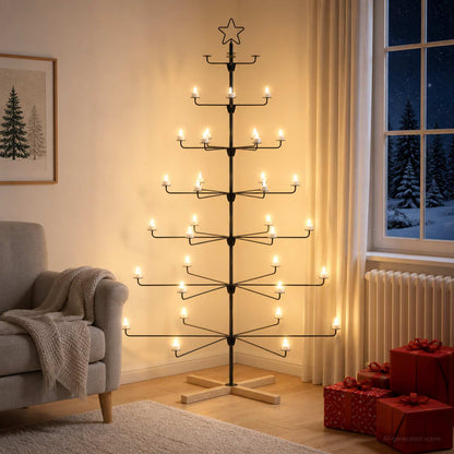 Metal Christmas Tree with Holder KUOPIO 180 cm Steel Black