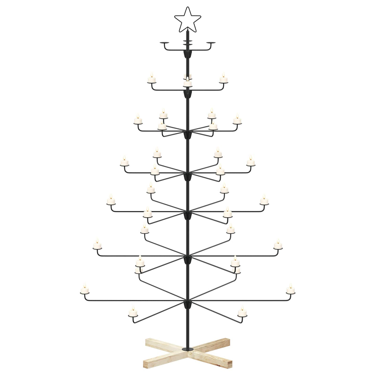Metal Christmas Tree with Holder KUOPIO 180 cm Steel Black