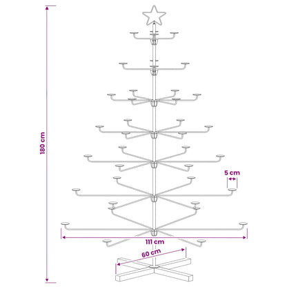 Metal Christmas Tree with Holder KUOPIO 180 cm Steel Black