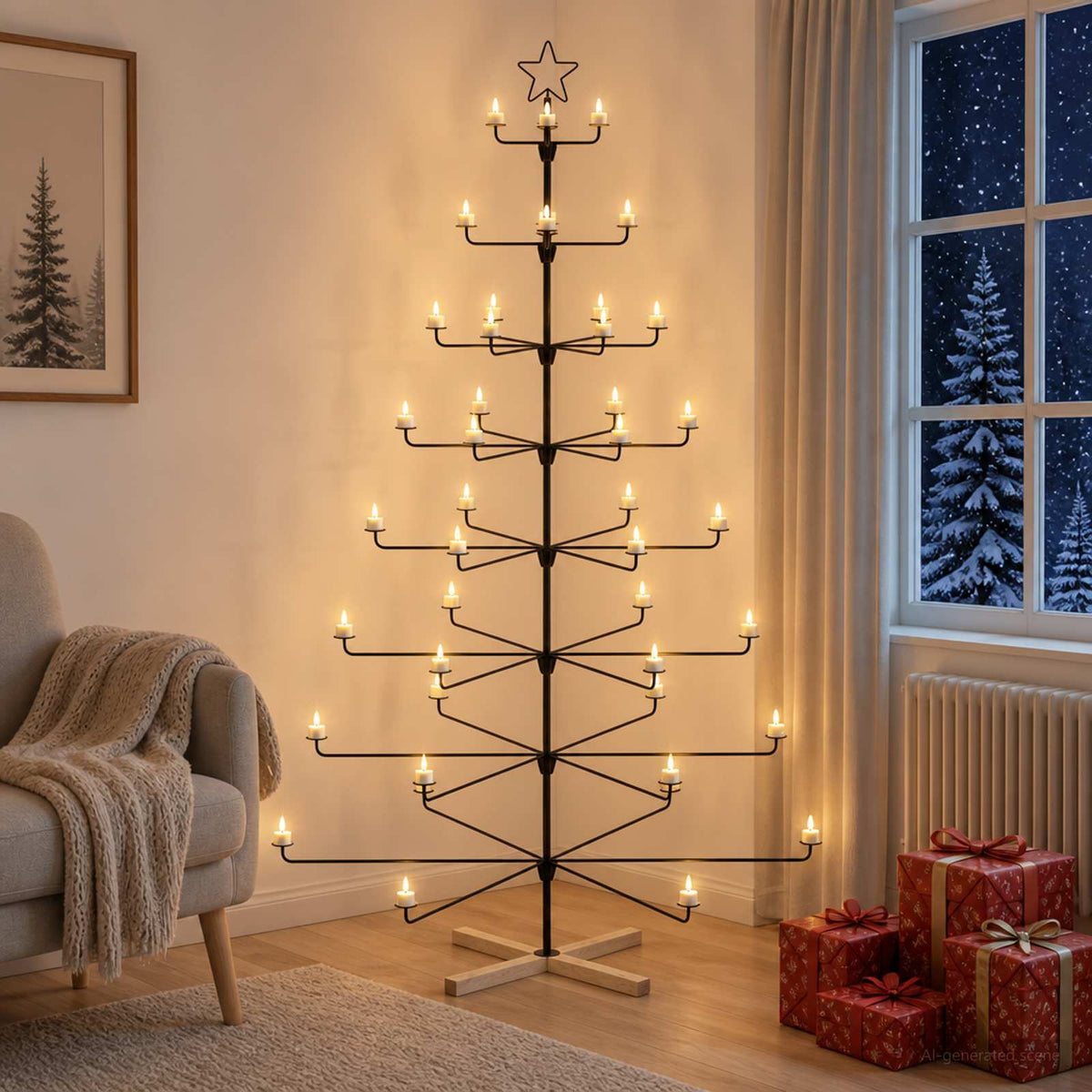 Metal Christmas Tree with Holder KUOPIO 210 cm Steel Black