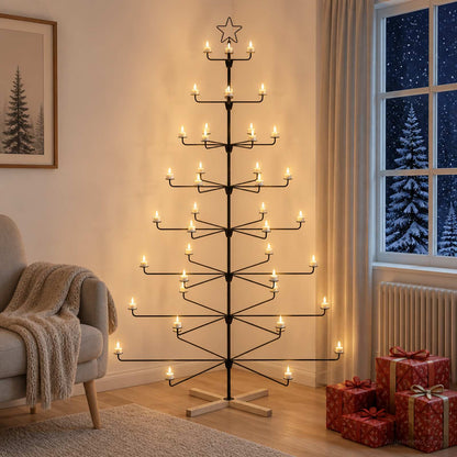 Metal Christmas Tree with Holder KUOPIO 210 cm Steel Black