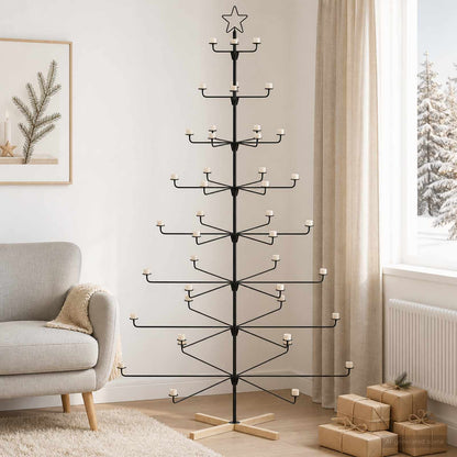 Metal Christmas Tree with Holder KUOPIO 210 cm Steel Black