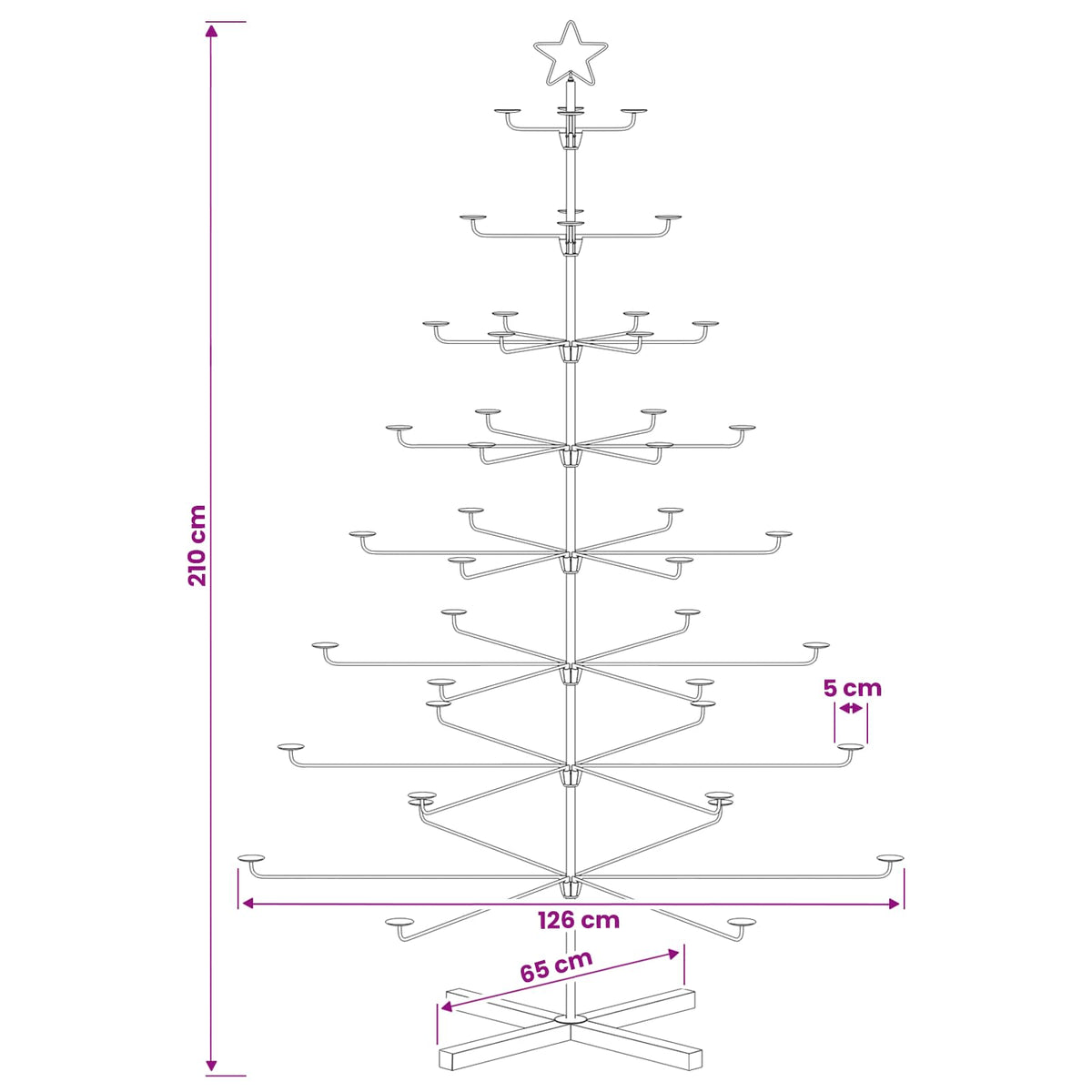 Metal Christmas Tree with Holder KUOPIO 210 cm Steel Black