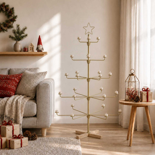 Metal Christmas Tree with Holder KUOPIO 125 cm Steel Gold