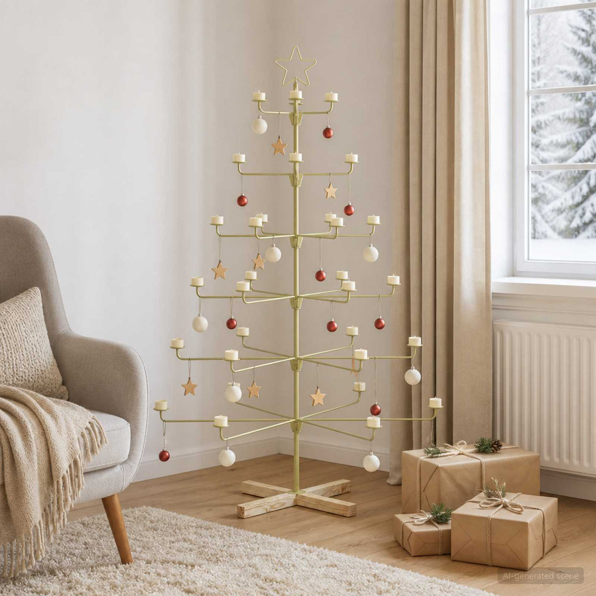 Metal Christmas Tree with Holder KUOPIO 150 cm Steel Gold