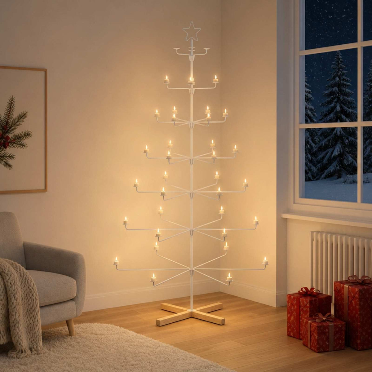 Metal Christmas Tree with Holder KUOPIO 180 cm Steel Gold