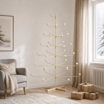 Metal Christmas Tree with Holder KUOPIO 180 cm Steel Gold