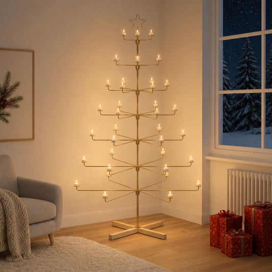 Metal Christmas Tree with Holder KUOPIO 210 cm Steel Gold