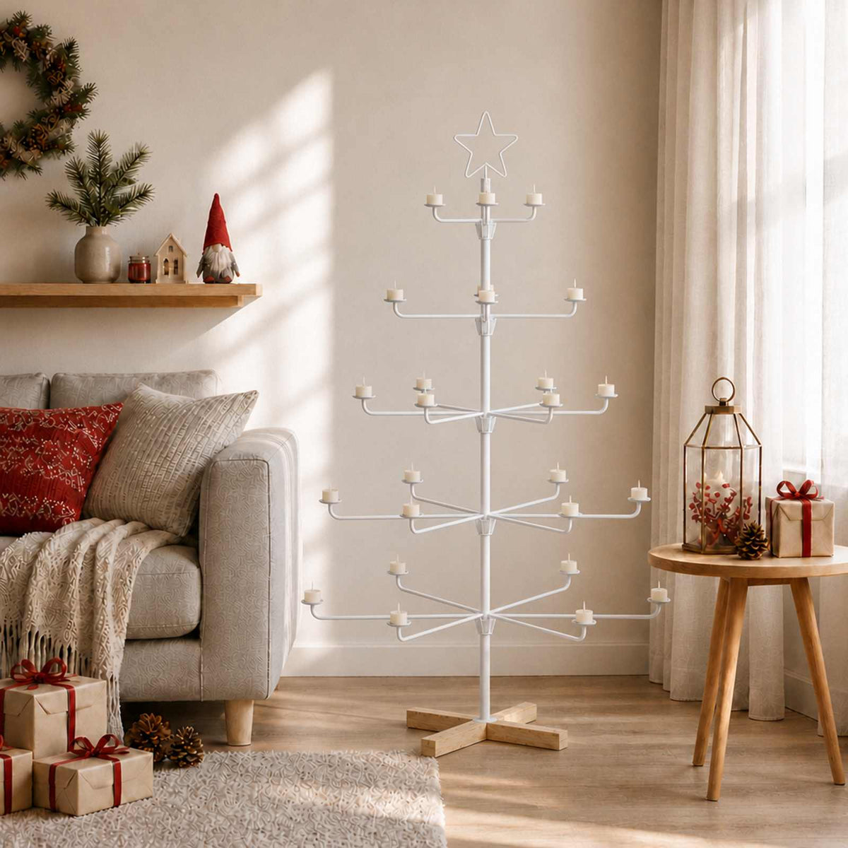 Metal Christmas Tree with Holder KUOPIO 125 cm Steel White