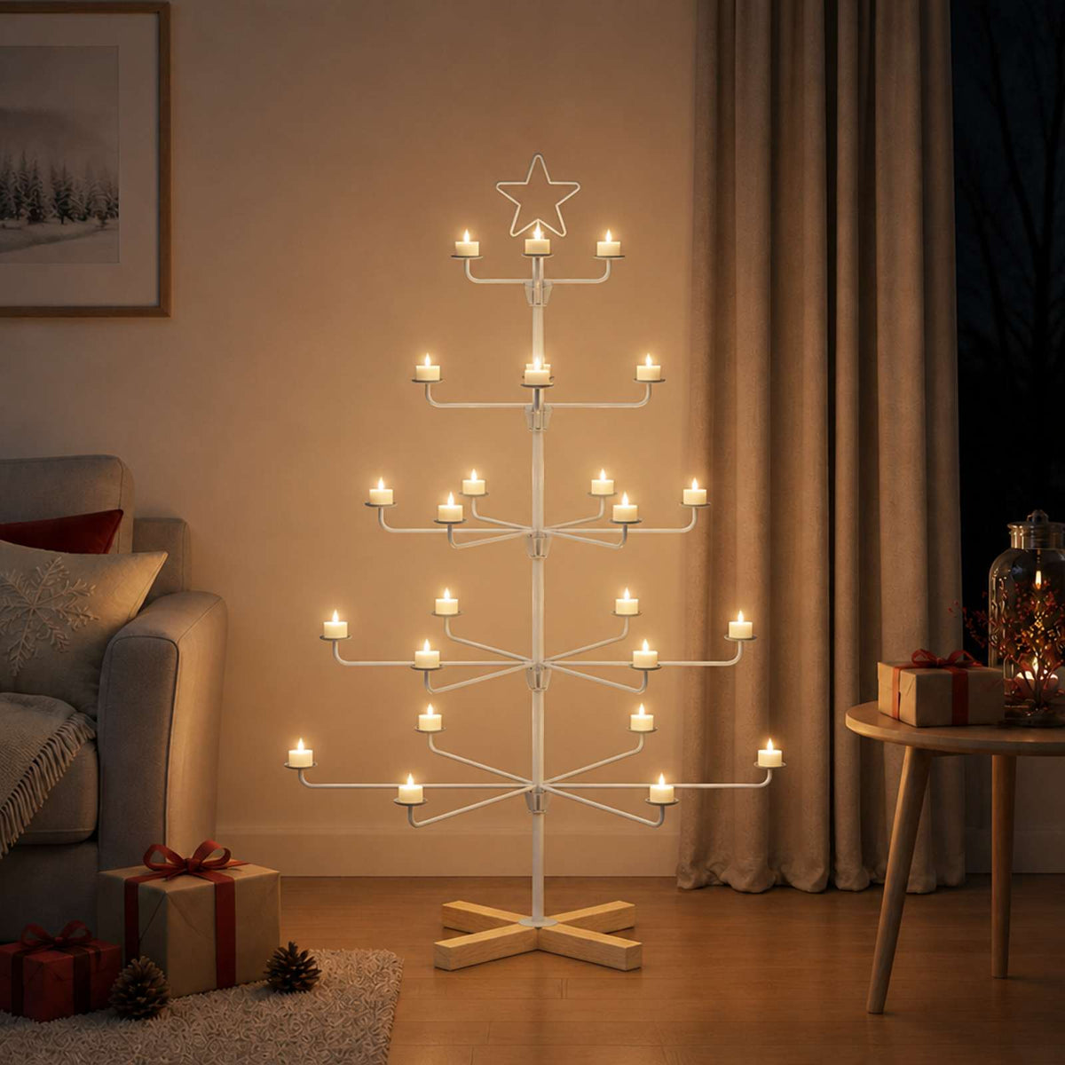 Metal Christmas Tree with Holder KUOPIO 125 cm Steel White