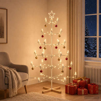 Metal Christmas Tree with Holder KUOPIO 150 cm Steel White