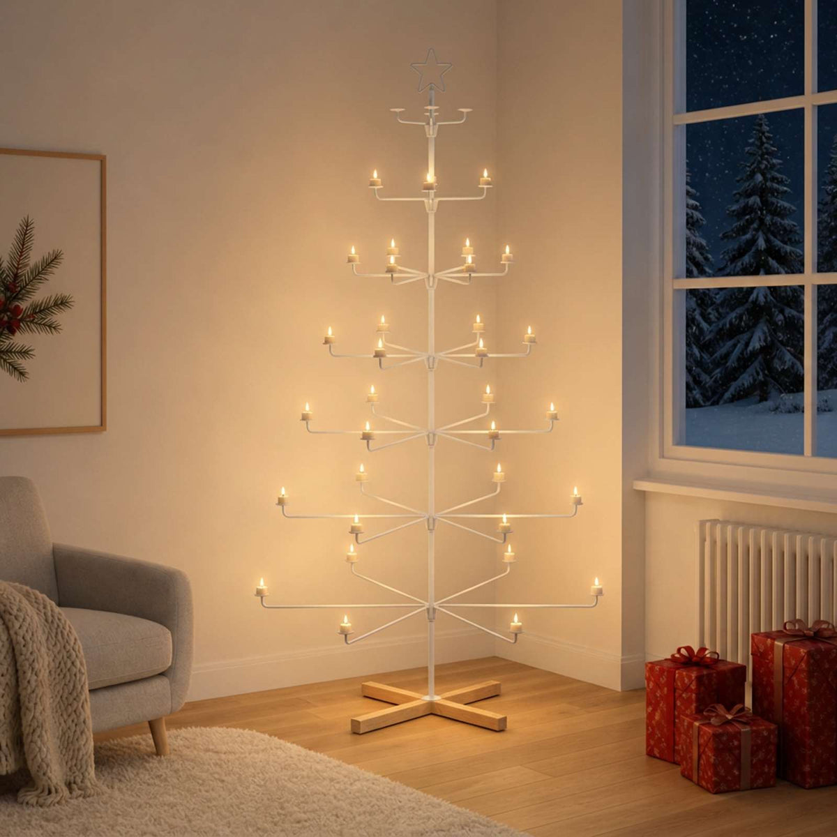 Metal Christmas Tree with Holder KUOPIO 180 cm Steel White