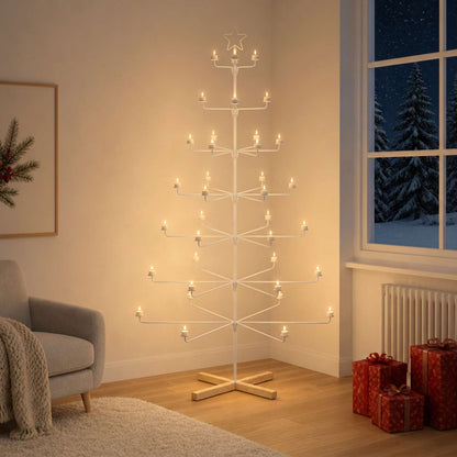 Metal Christmas Tree with Holder KUOPIO 210 cm Steel White