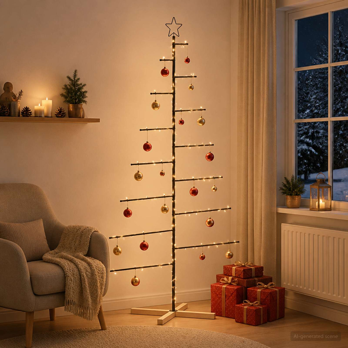 Metal Christmas Tree with Stand KUOPIO 210 cm Steel Black