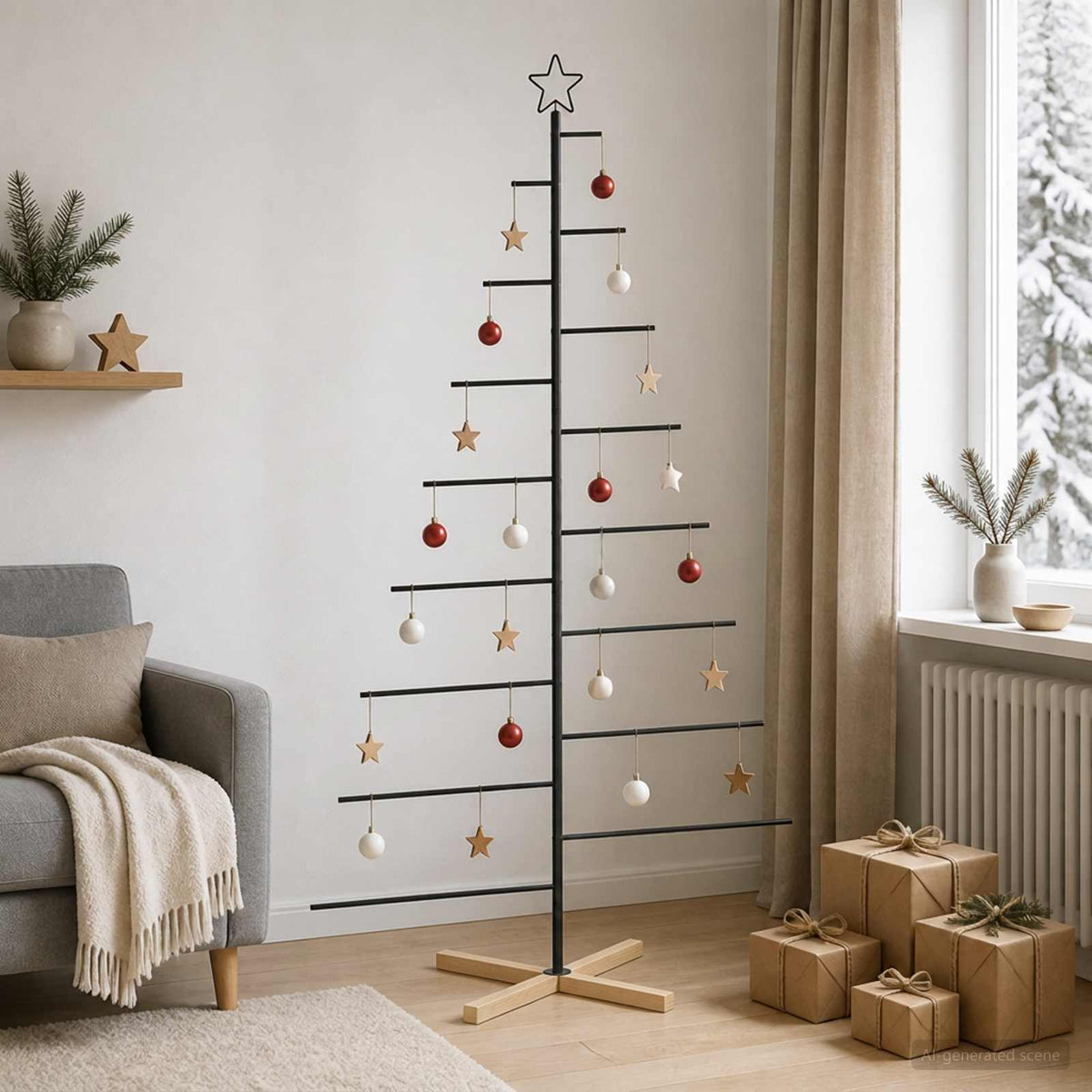 Metal Christmas Tree with Stand KUOPIO 210 cm Steel Black