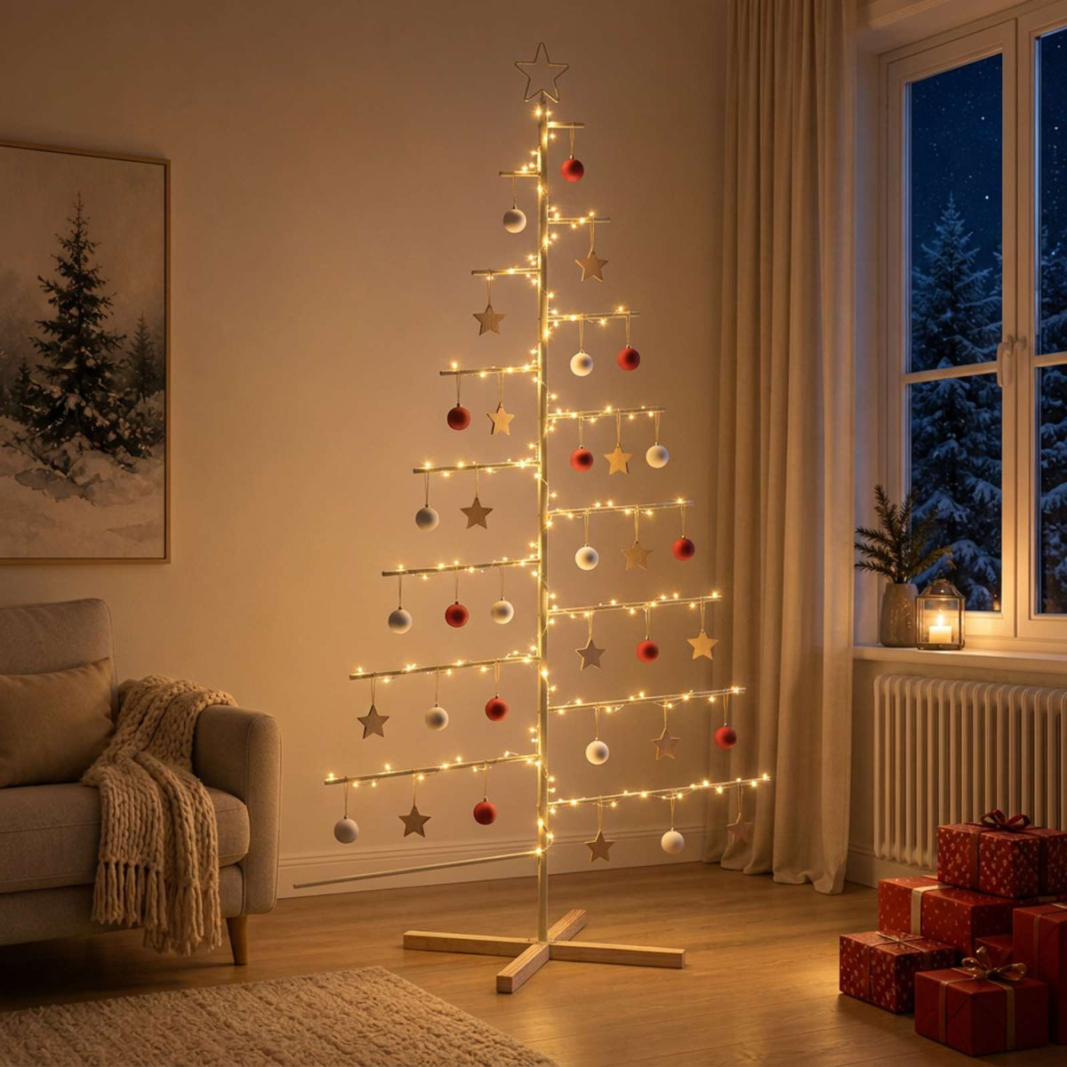 Metal Christmas Tree KUOPIO 210 cm Steel Gold