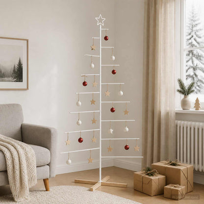 Metal Christmas Tree with Stand KUOPIO 210 cm Steel White