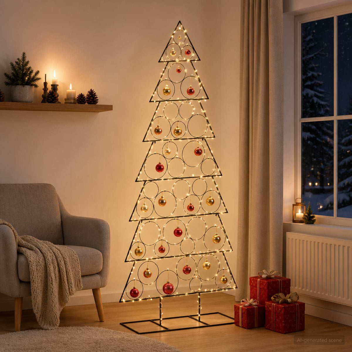 Metal Christmas Tree with Classic Stand KUOPIO 210 cm Steel