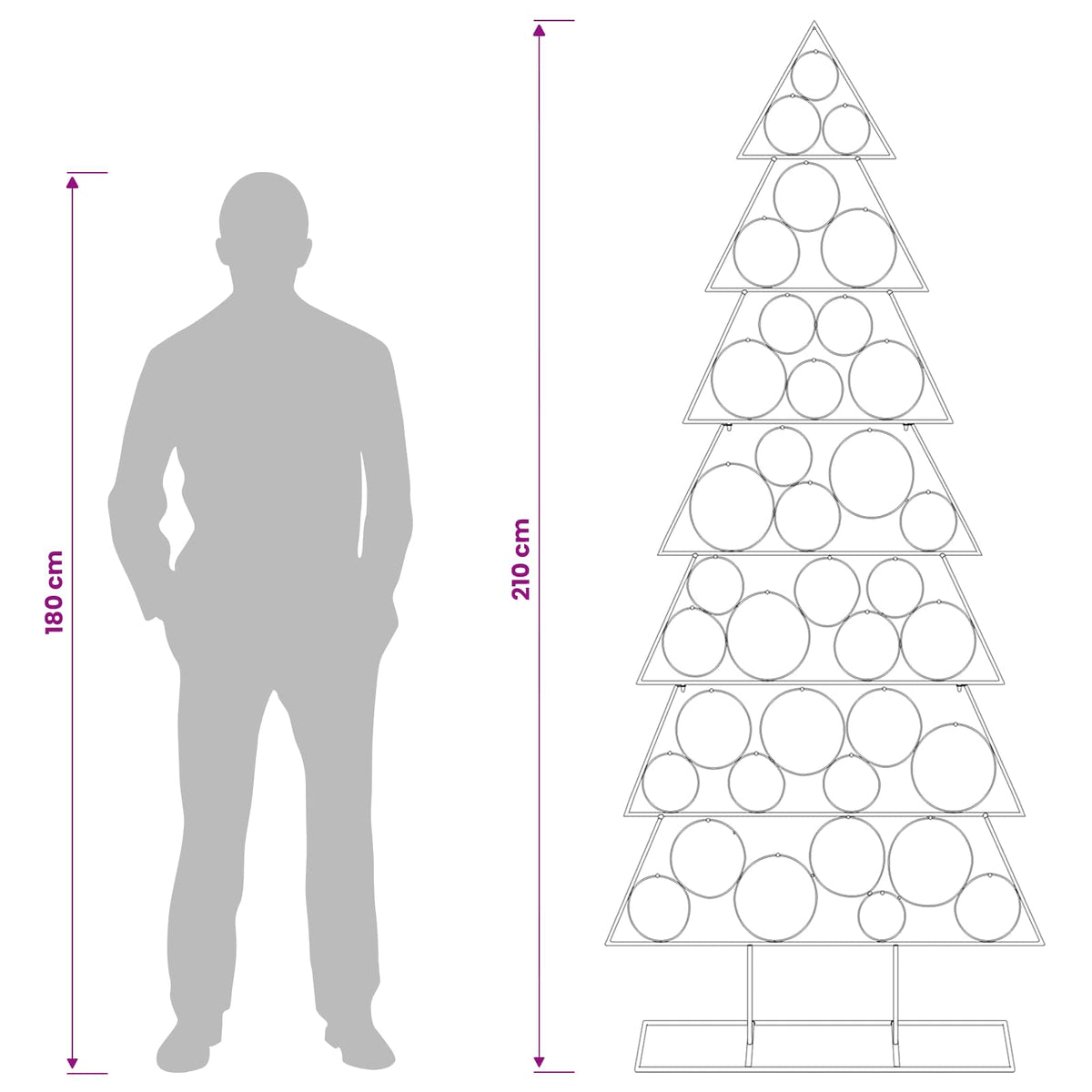 Metal Christmas Tree with Classic Stand KUOPIO 210 cm Steel