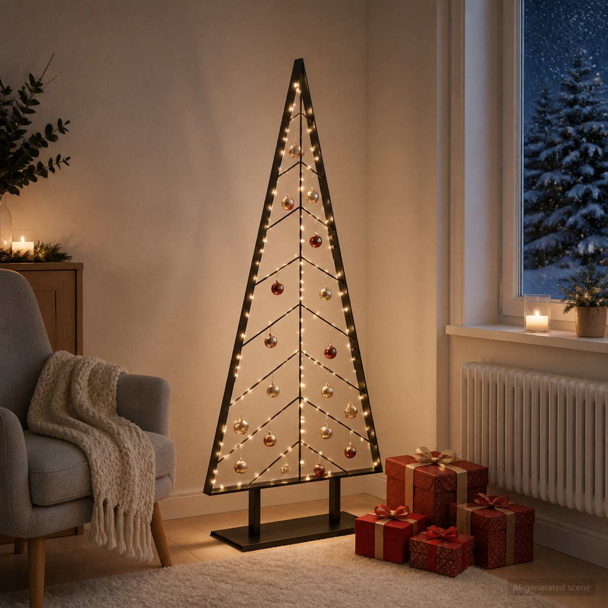 Metal Christmas Tree with Stand KUOPIO 150 cm Steel Black