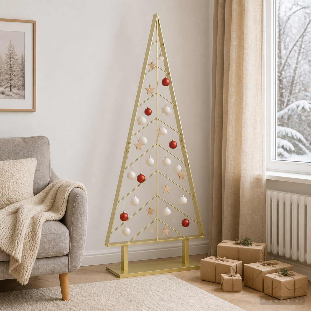 Metal Christmas Tree KUOPIO 125 cm Steel Gold