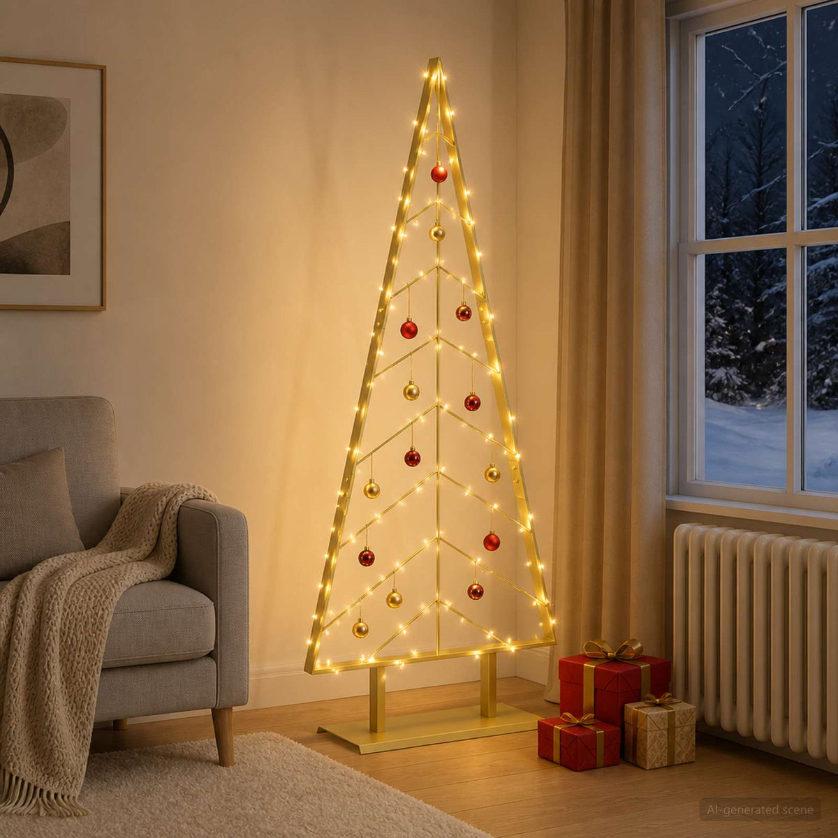 Metal Christmas Tree with Stand KUOPIO 150 cm Steel Gold