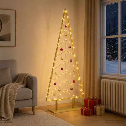 Metal Christmas Tree with Stand KUOPIO 150 cm Steel Gold