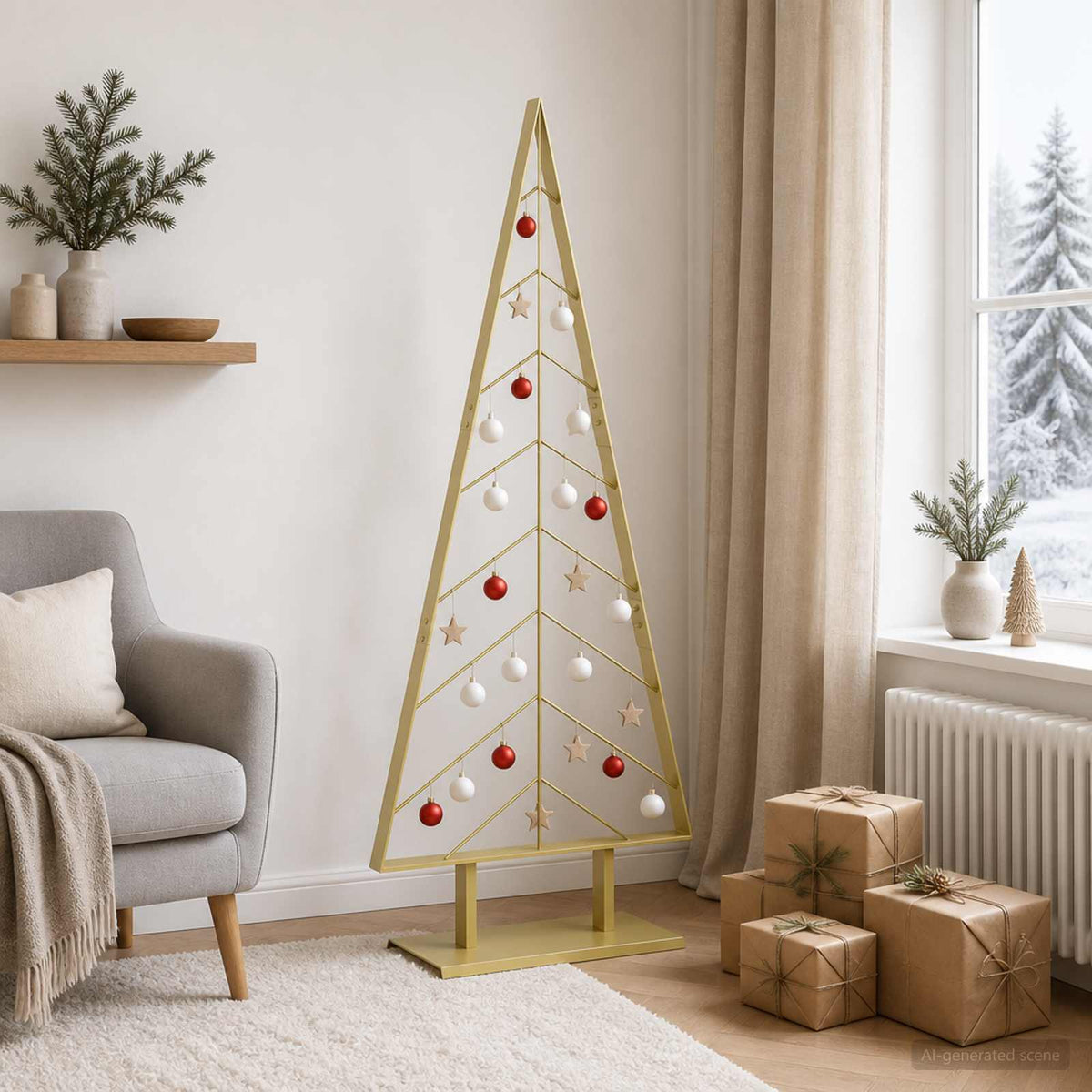 Metal Christmas Tree with Stand KUOPIO 150 cm Steel Gold