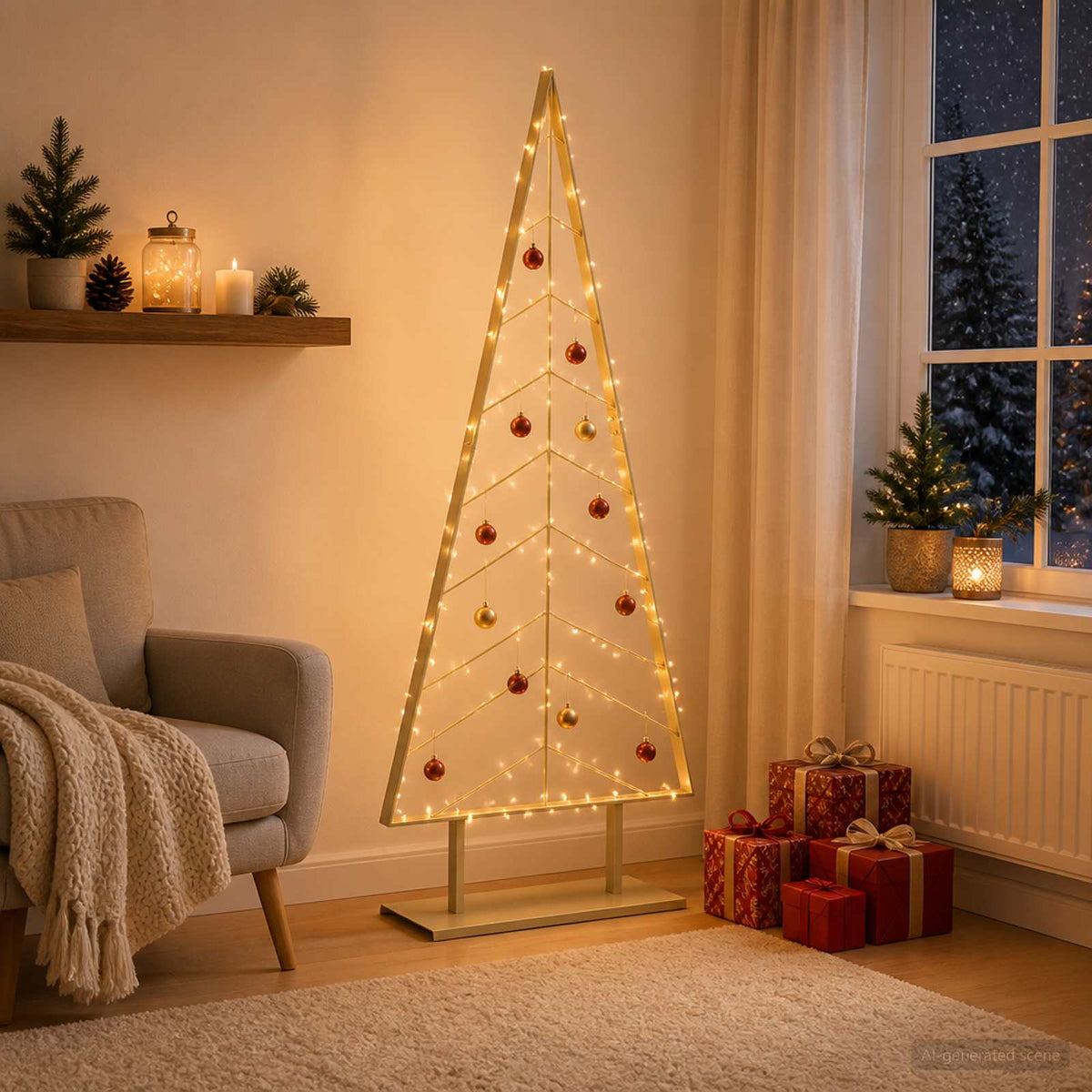Metal Christmas Tree with Stand KUOPIO 180 cm Steel Gold