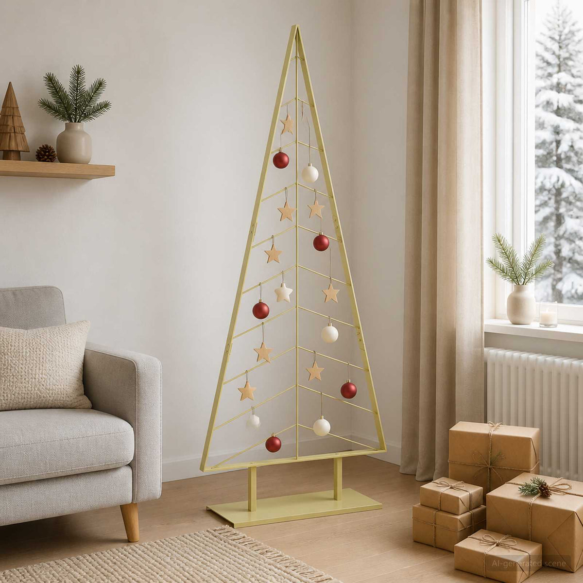 Metal Christmas Tree with Stand KUOPIO 210 cm Steel Gold