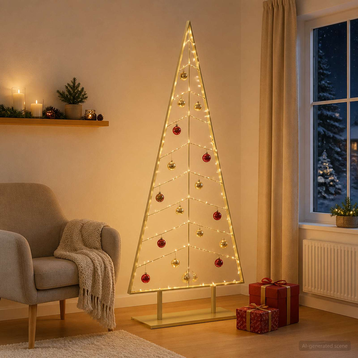 Metal Christmas Tree with Stand KUOPIO 210 cm Steel Gold