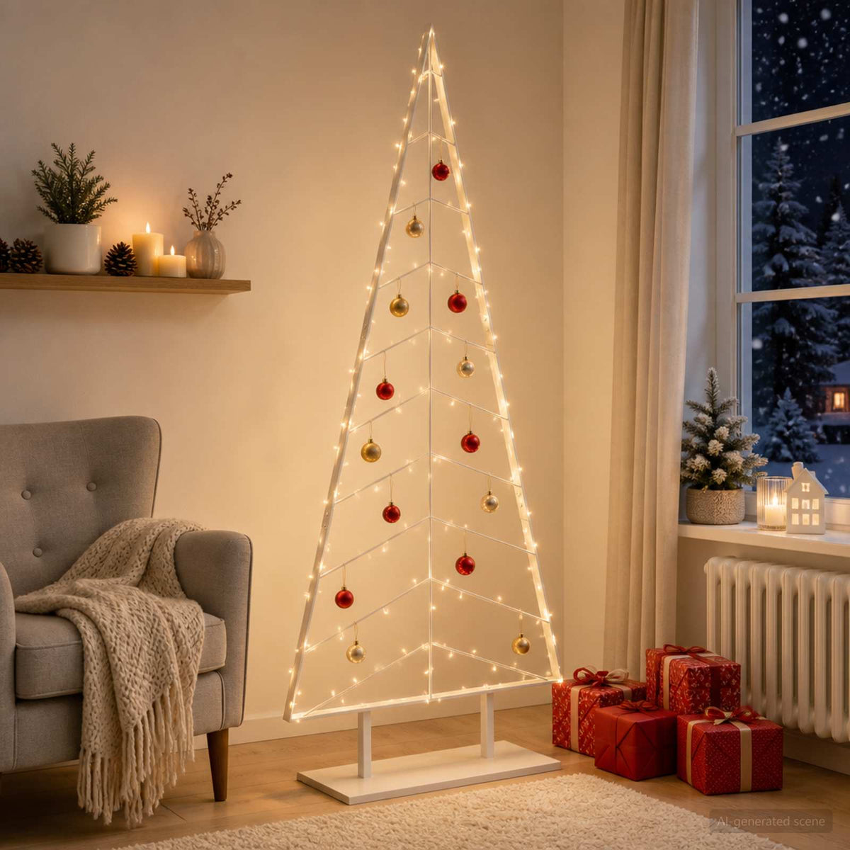 Metal Christmas Tree with Stand KUOPIO 210 cm Steel White