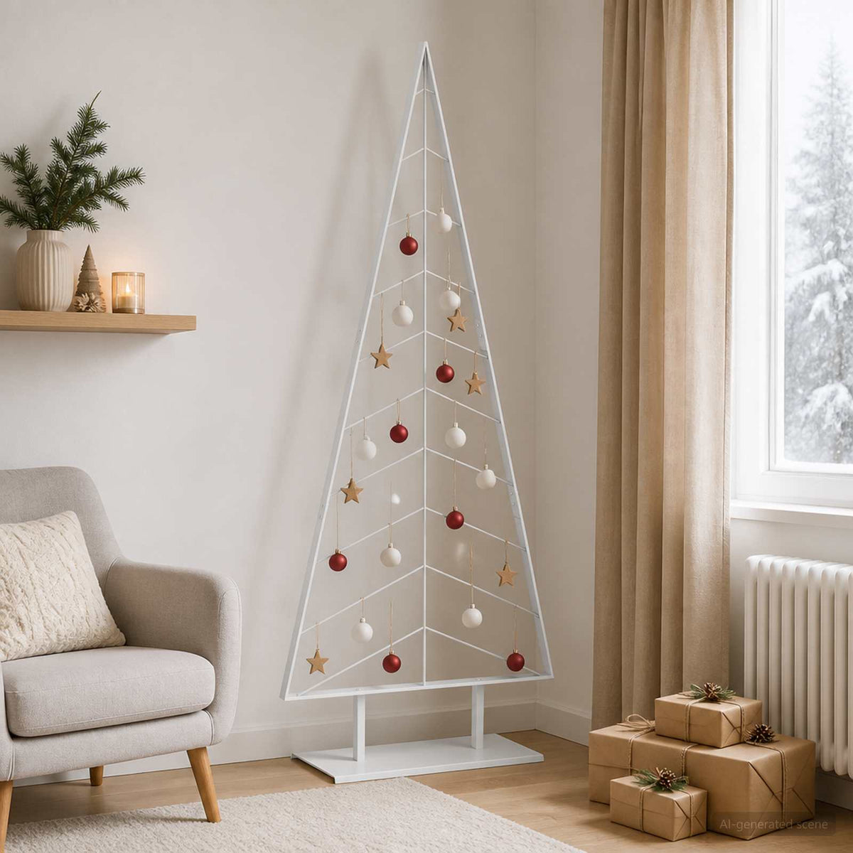 Metal Christmas Tree with Stand KUOPIO 210 cm Steel White