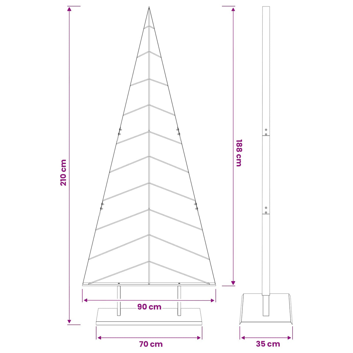Metal Christmas Tree with Stand KUOPIO 210 cm Steel White