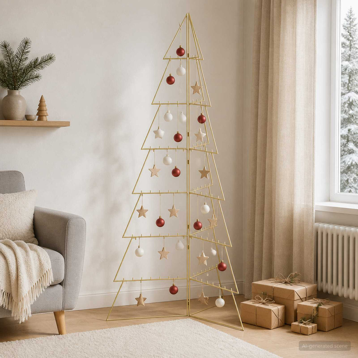 Metal Christmas Tree with Folding Stand KUOPIO 210 cm Steel