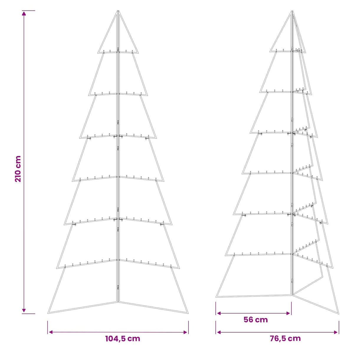 Metal Christmas Tree with Folding Stand KUOPIO 210 cm Steel