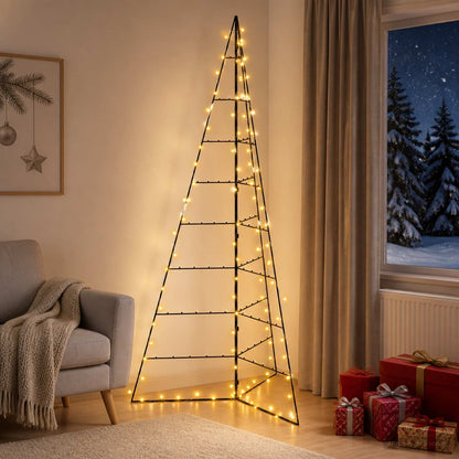 Metal Christmas Tree KUOPIO 210 cm Warm White Steel Black