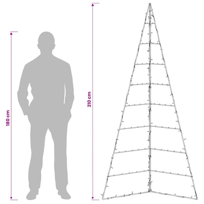Metal Christmas Tree KUOPIO 210 cm Warm White Steel Black