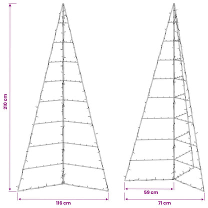Metal Christmas Tree KUOPIO 210 cm Warm White Steel Black