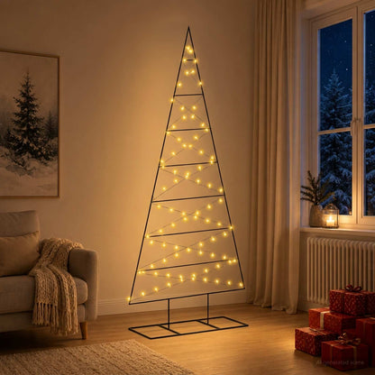 Metal Christmas Tree KUOPIO 210 cm Warm White Steel Black