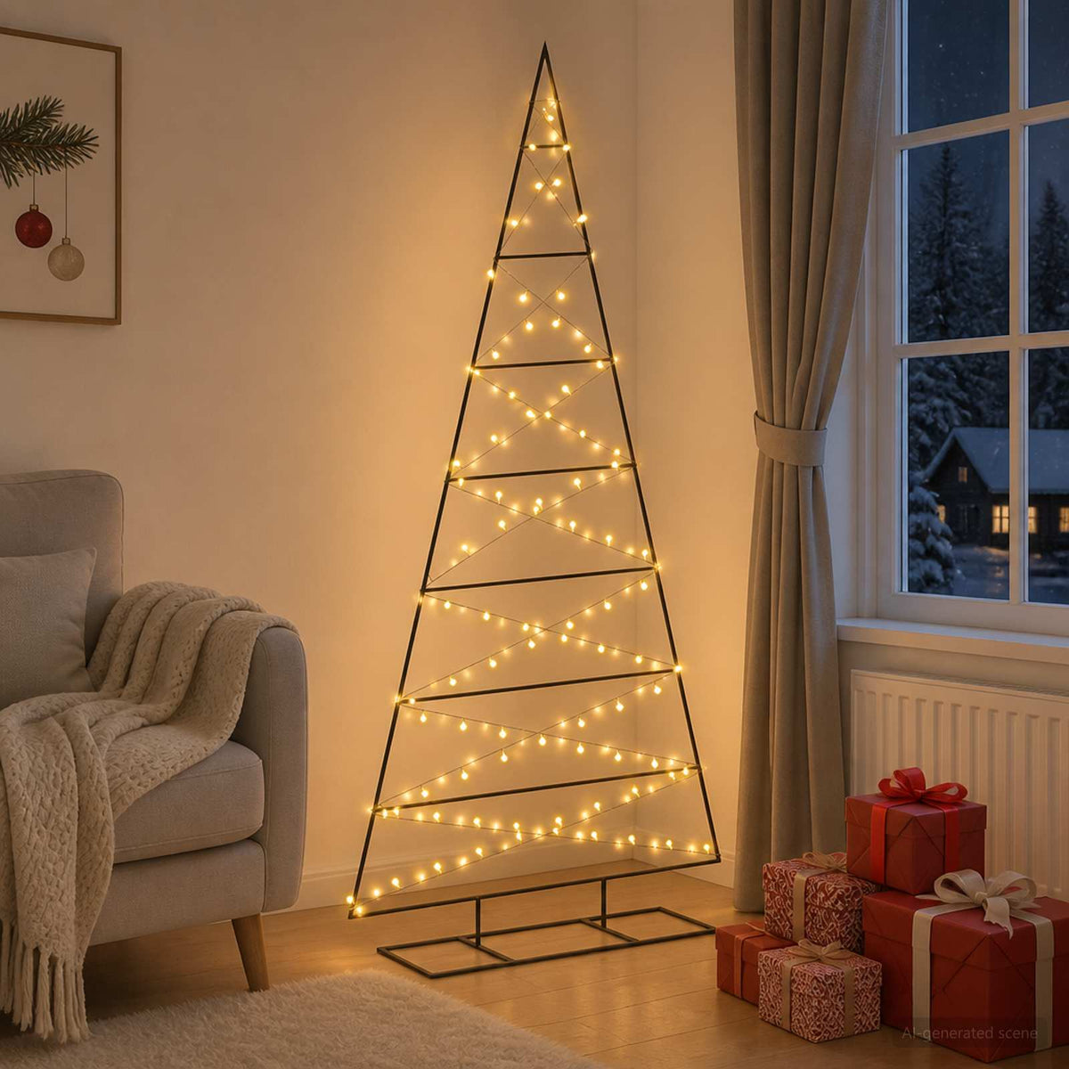 Metal Christmas Tree with Stand KUOPIO 210 cm Warm White Steel