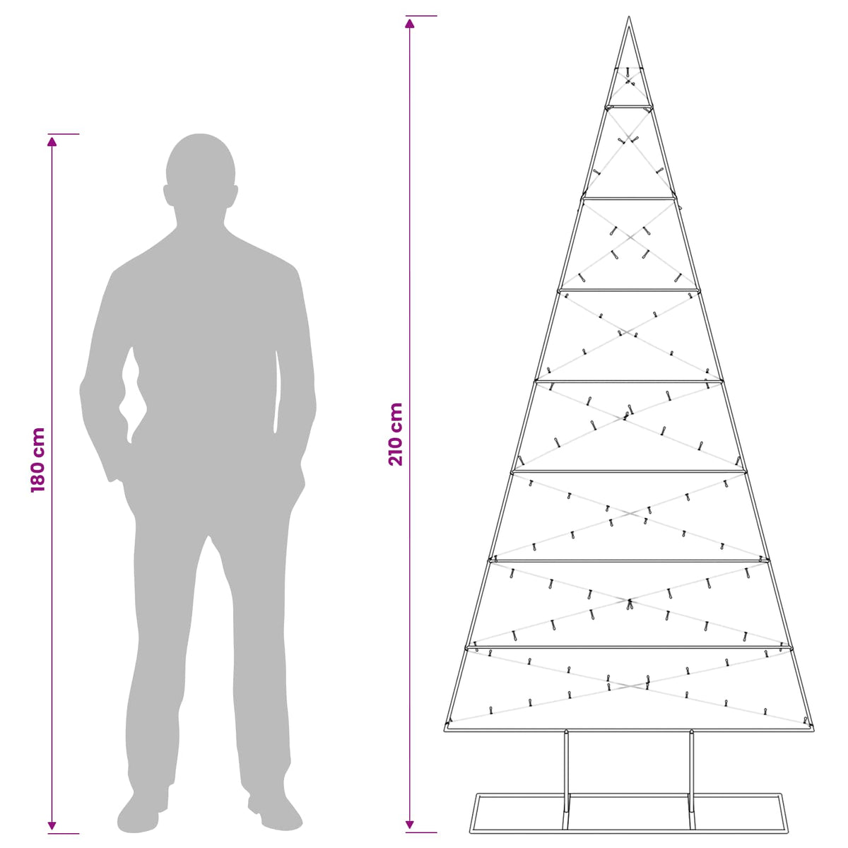 Metal Christmas Tree with Stand KUOPIO 210 cm Warm White Steel
