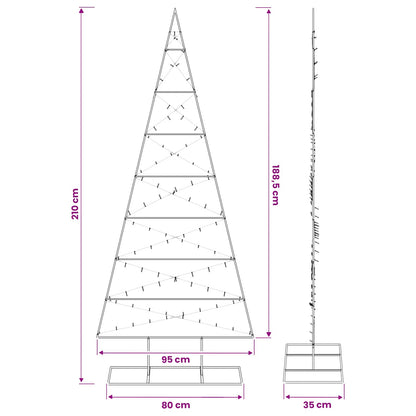 Metal Christmas Tree with Stand KUOPIO 210 cm Warm White Steel