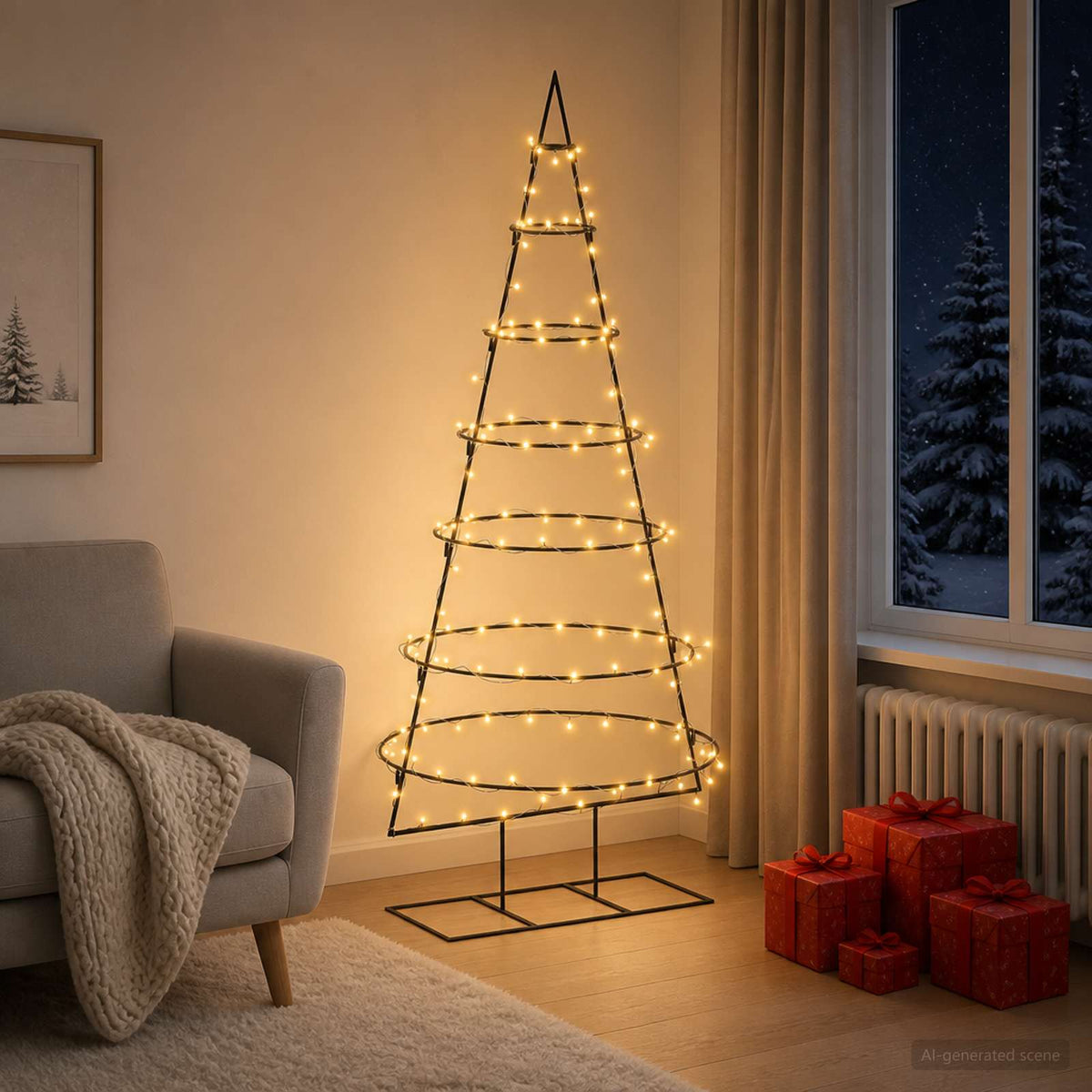 Metal Christmas Tree with Stand KUOPIO 180 cm Warm White Steel