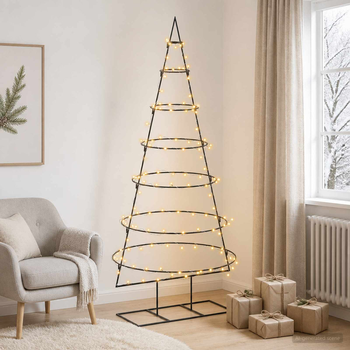 Metal Christmas Tree with Stand KUOPIO 180 cm Warm White Steel