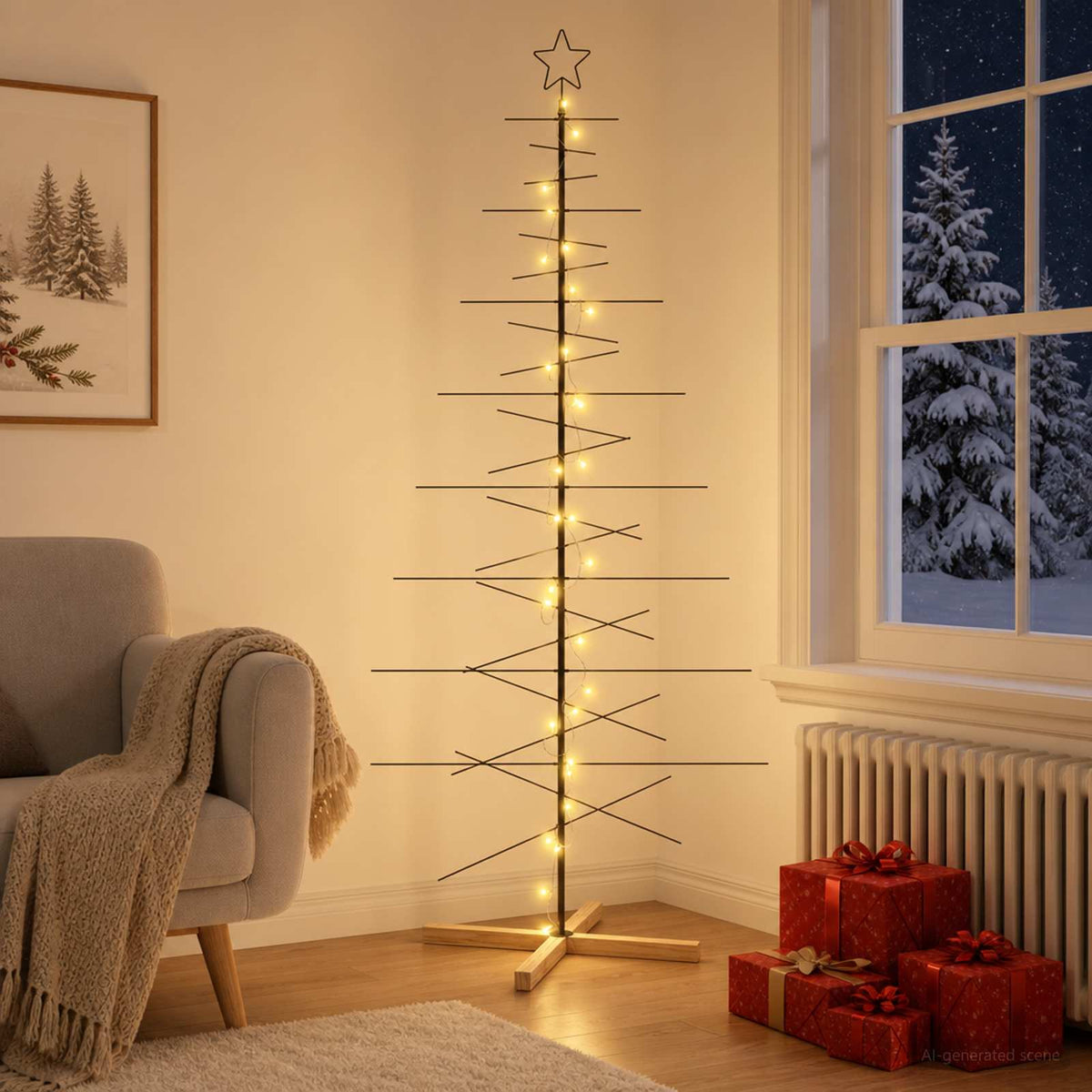 Metal Christmas Tree with Stand KUOPIO 210 cm Warm White Steel