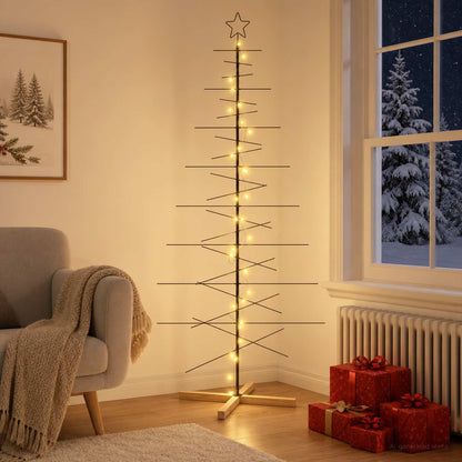 Metal Christmas Tree with Stand KUOPIO 210 cm Warm White Steel